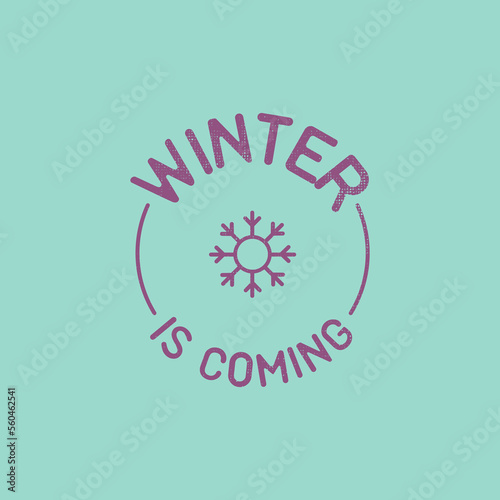 simple flat art round text emblem of inscription winter is coming