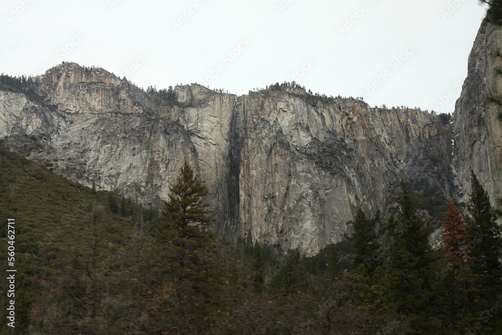 View of landscape mountain at Yosemite National Park in the winter