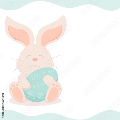 Easter bunny. Cute bunny with an Easter egg on a white background
