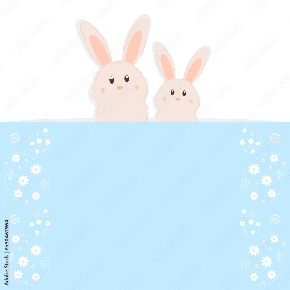 Cute Easter bunnies with eggs Cute Easter bunnies with eggs
