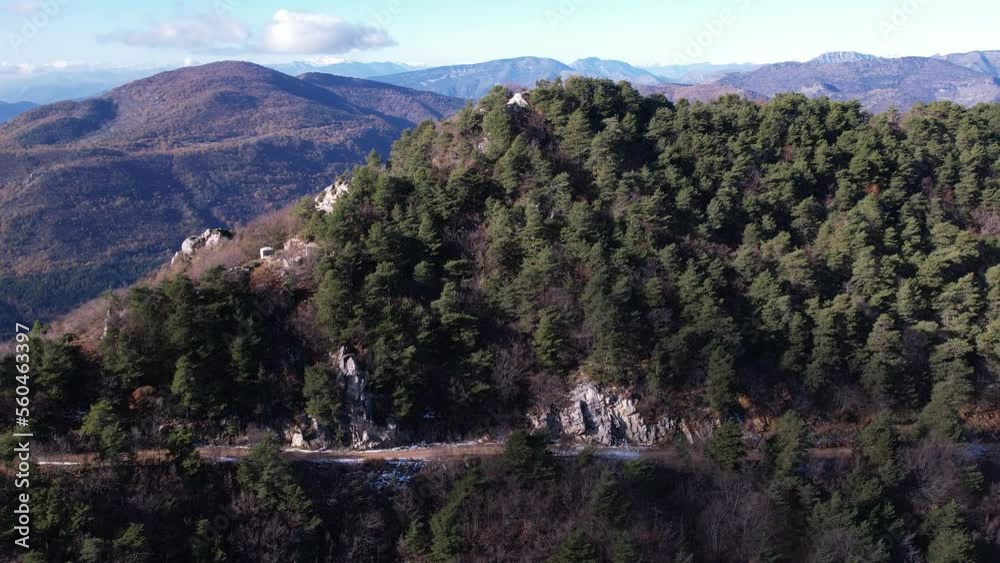 Col du Razet hiking trail seen from a drone