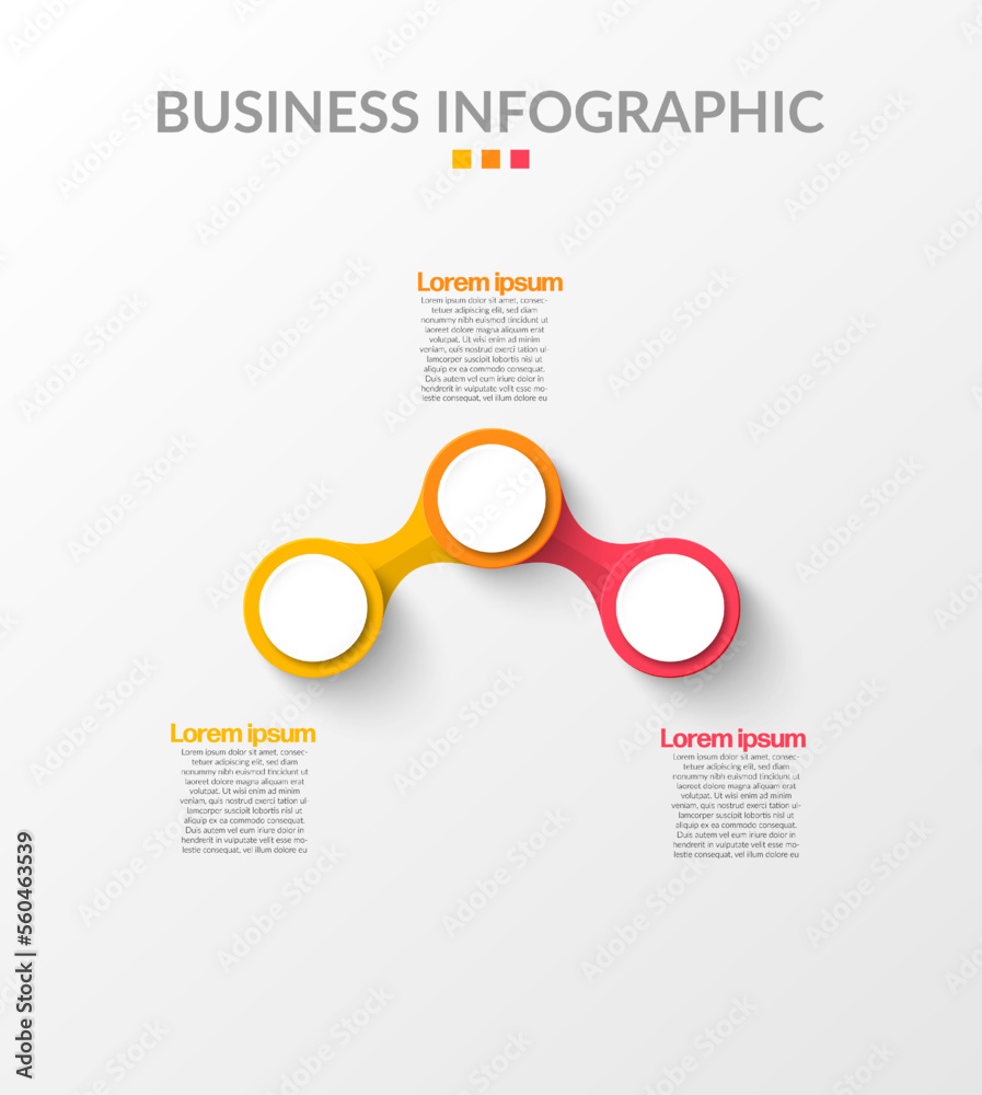 Business Infographic. Modern infographic template. Abstract diagram with 3 steps, options, parts, or processes. Vector business template for presentation. Creative concept for infographic