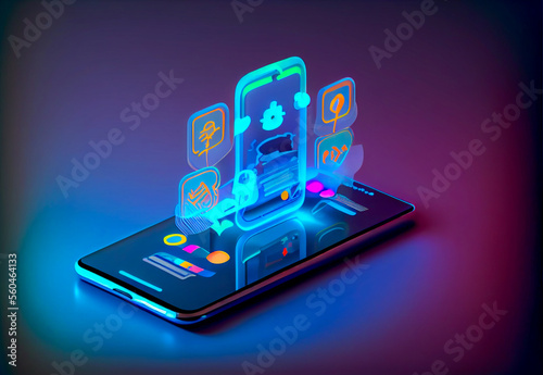 Illustrated Phone with Icon . generative artificial intelligence