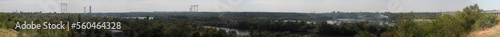 This panorama is made up of 16 photos taken with a Canon 550D camera and a Helios 44 - 2 lens in 2019, blended in Photoshop in 2022. The photo is a 180° panorama which clearly shows the Dnieper HPP