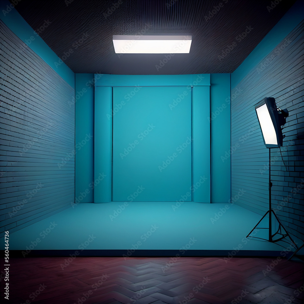 Blue studio room background with spotlight on. Illustrator Generative ...