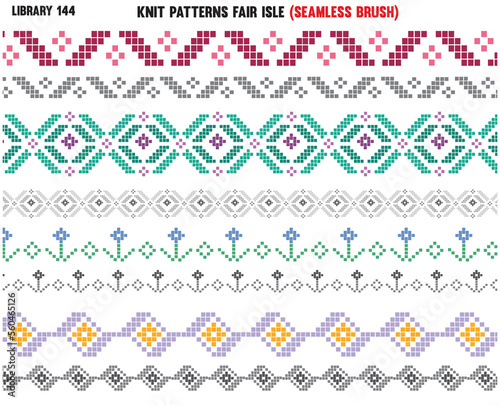 FAIR ISLE PATTERN REPEAT SEAMLESS BRUSH IN EDITABLE VECTOR