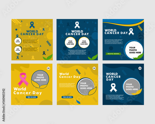 set of world cancer day social media template design