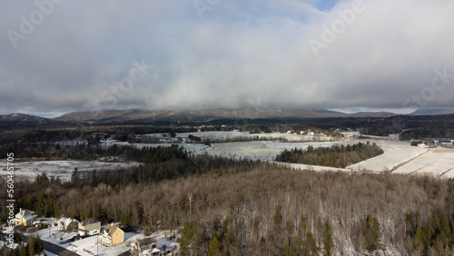 View of part of the city of Magog near Lake Memphremagog in winter