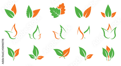 Set of green leaf logo design vector