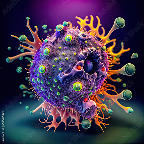 Virus Macro Mikroskop Bakterium Keim Bazillus Erreger Parasit Ungezifer Larve Generative AI Digital Art Illustration Cover Background photo