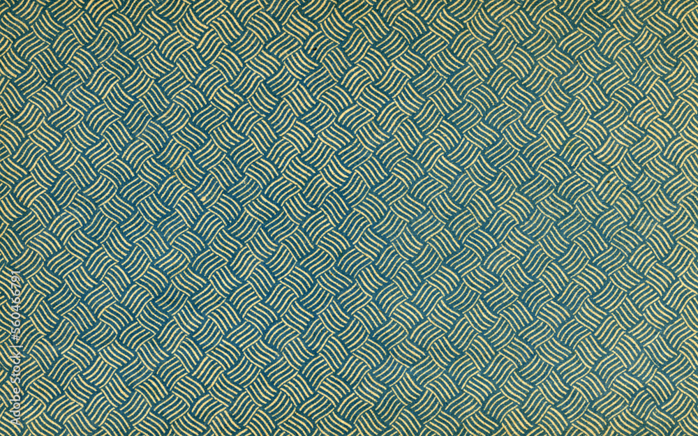 Used antique abstract wallpaper with stylized knitting Stock
