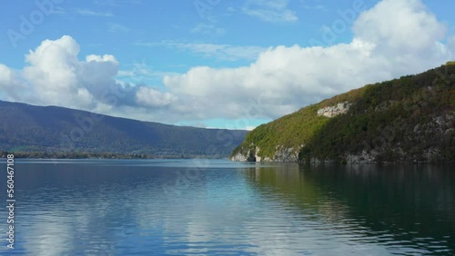 Wallpaper Mural Annecy - Flying above a lake with a mountain in background Torontodigital.ca