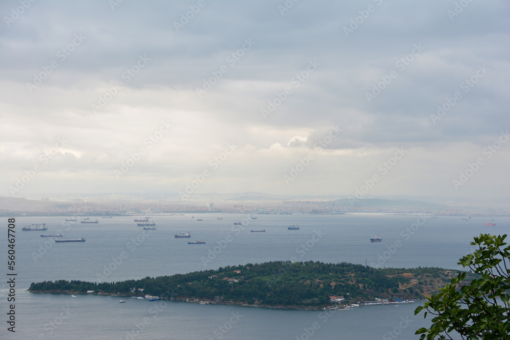 View Of Sedef Island, Tuzla And Pendik Districts of Istanbul From Great Island (Buyukada), Istanbul, Turkey