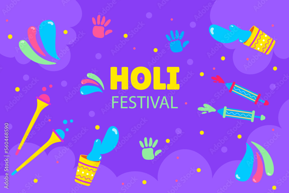Background Holi festival with bright colors.