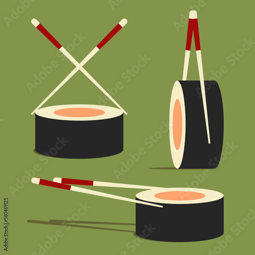 Japanese sushi and chopsticks