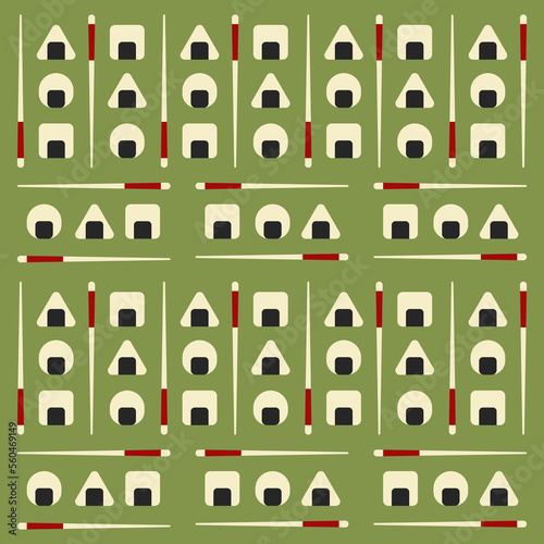 Pattern of sushi and chopsticks