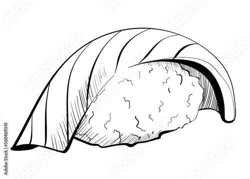 Vector Japanese roll with fish and rice