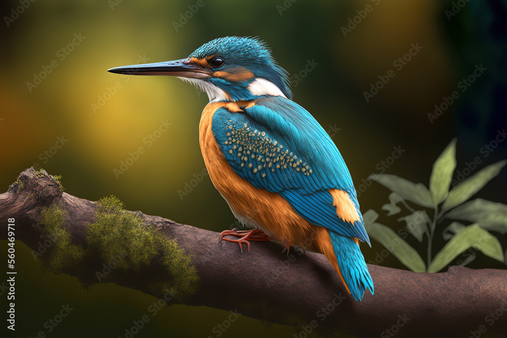Fototapeta premium Kingfisher (Alcedo at this) common kingfisher, bird. Generative AI