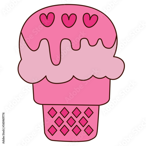 ice cream cone doodle cute beautiful cartoon icon. sprinkles are toppings