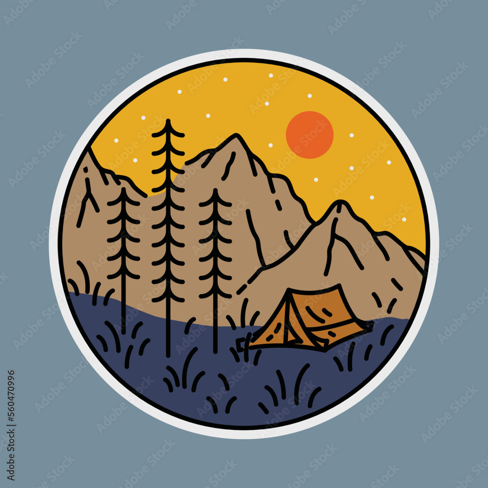 Camping and mountains graphic illustration vector art t-shirt design