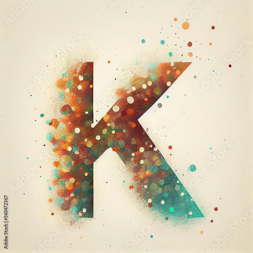 Letter K in Abstract digital Watercolor. Generative ai