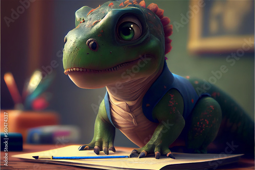 Funny dinosaur at school, i...