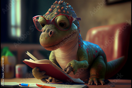 Funny dinosaur at school, i...