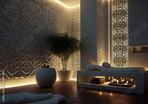 Interior of a spa with a lu...