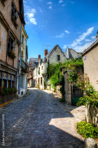 Charming, Cobbled Street in the Famous Historic Town of Chinon in the Loire Valley, France