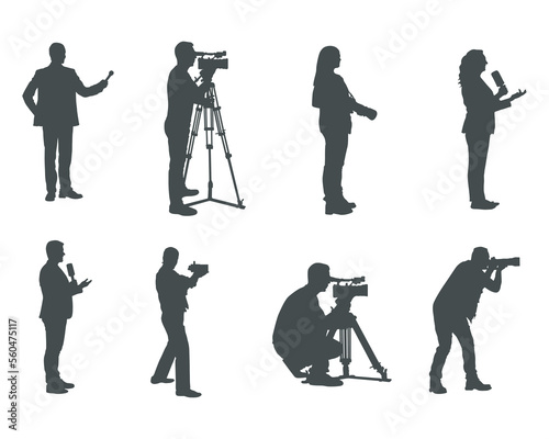 News reporter silhouettes, Journalist silhouettes