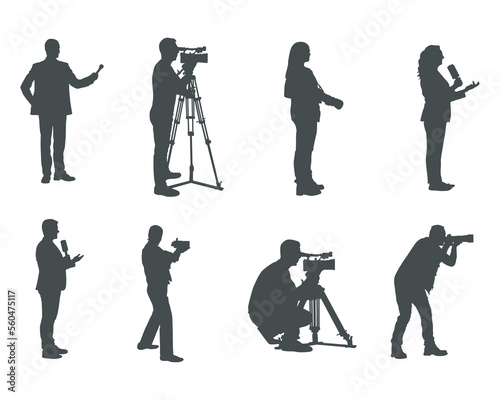 News reporter silhouettes, Journalist silhouettes