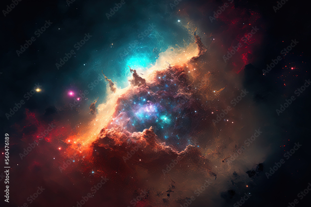 Obraz premium Universe filled with stars, nebula and galaxy. Generative AI