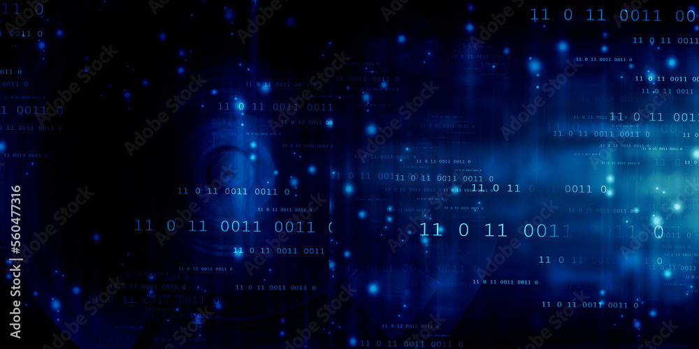 2d illustration abstract digital binary data on computer screen
