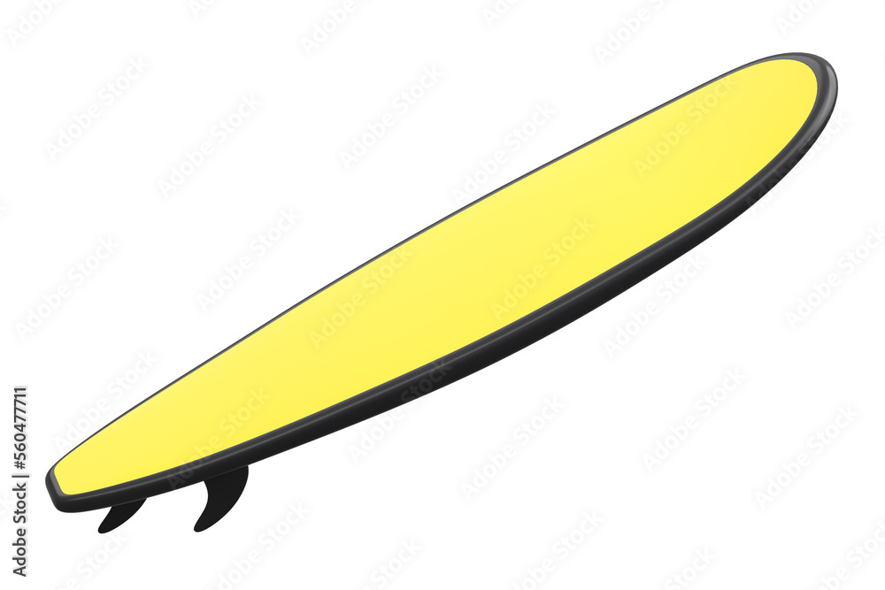 Realistic yellow surfboard for summer surfing isolated on white background. Realistic yellow surfboard for summer surfing isolated on white background.
