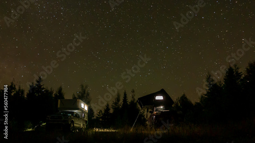 Roof top tent and truck camping under the stars. © Denis Comeau