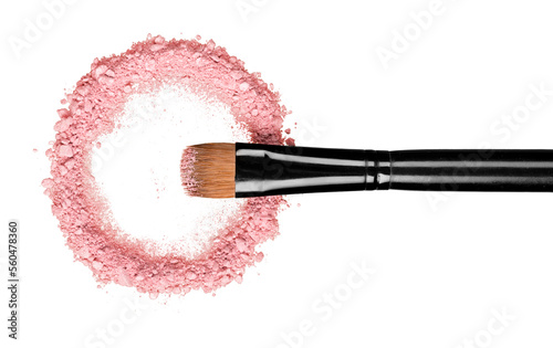 Fotobehang Professional make-up brush on colorful crushed eyeshadow