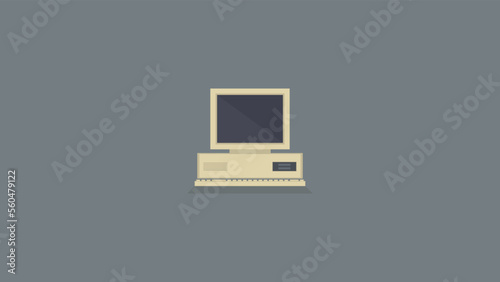 Back to 90s old computer pc wallpaper, retro floppy disk, tape recorder cassette and compact disc. Nostalgia for the 1990s