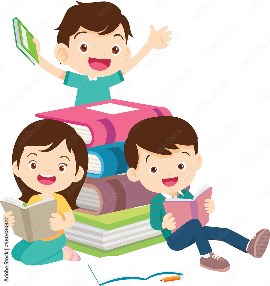 back to school with kids reading book education happy children concept back to school with kids reading book education happy children concept