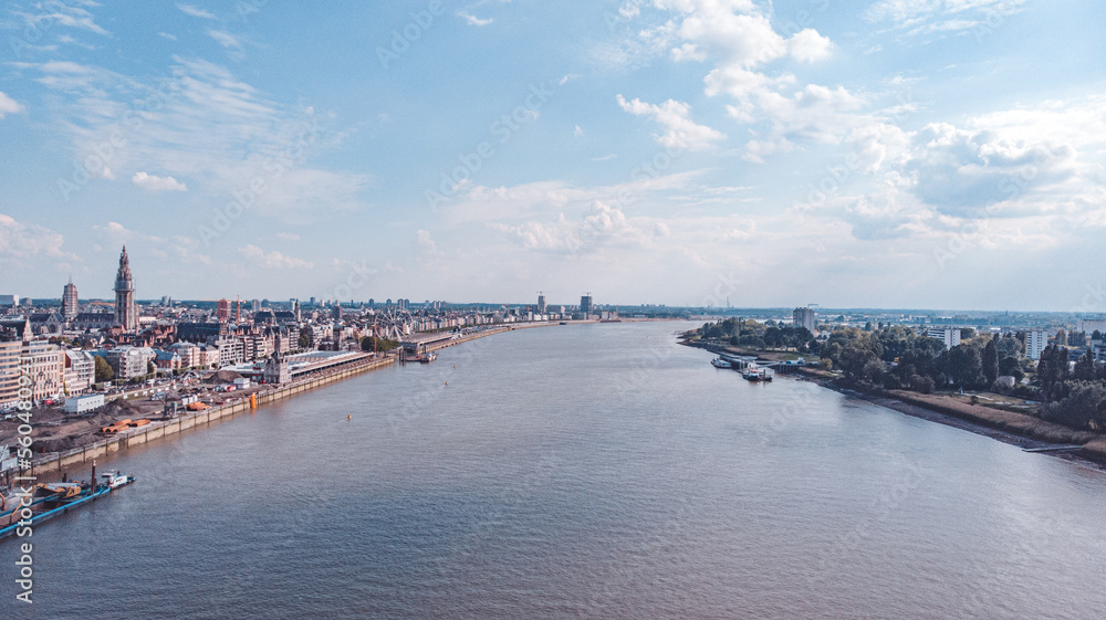 Schelde River Antwerpen View from the Air