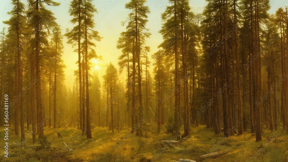 Obraz premium Painting, spruce forest, painted with oil paints. 