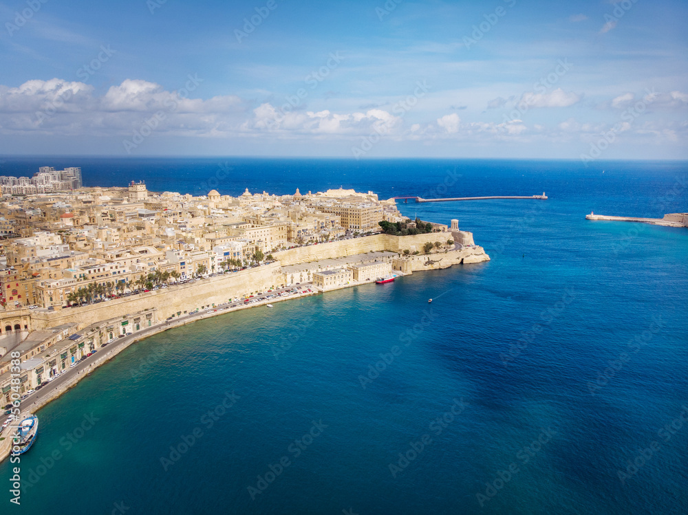 Valletta Malta bay View from sky of old city