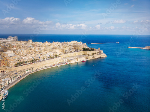 Valletta Malta bay View from sky of old city © Daan