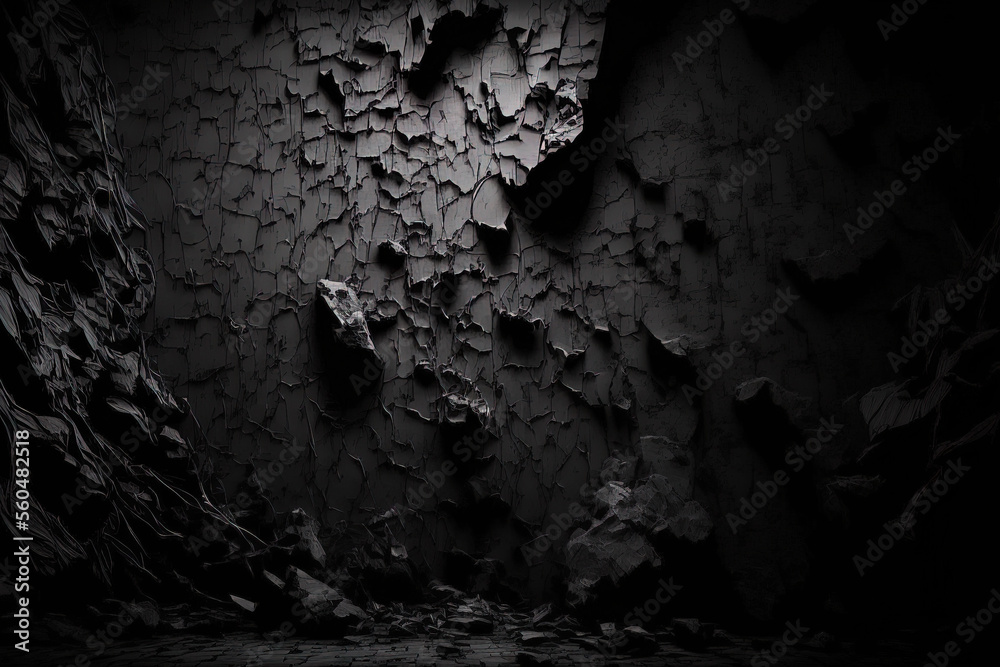 Black wall texture rough background dark. Generative AI
