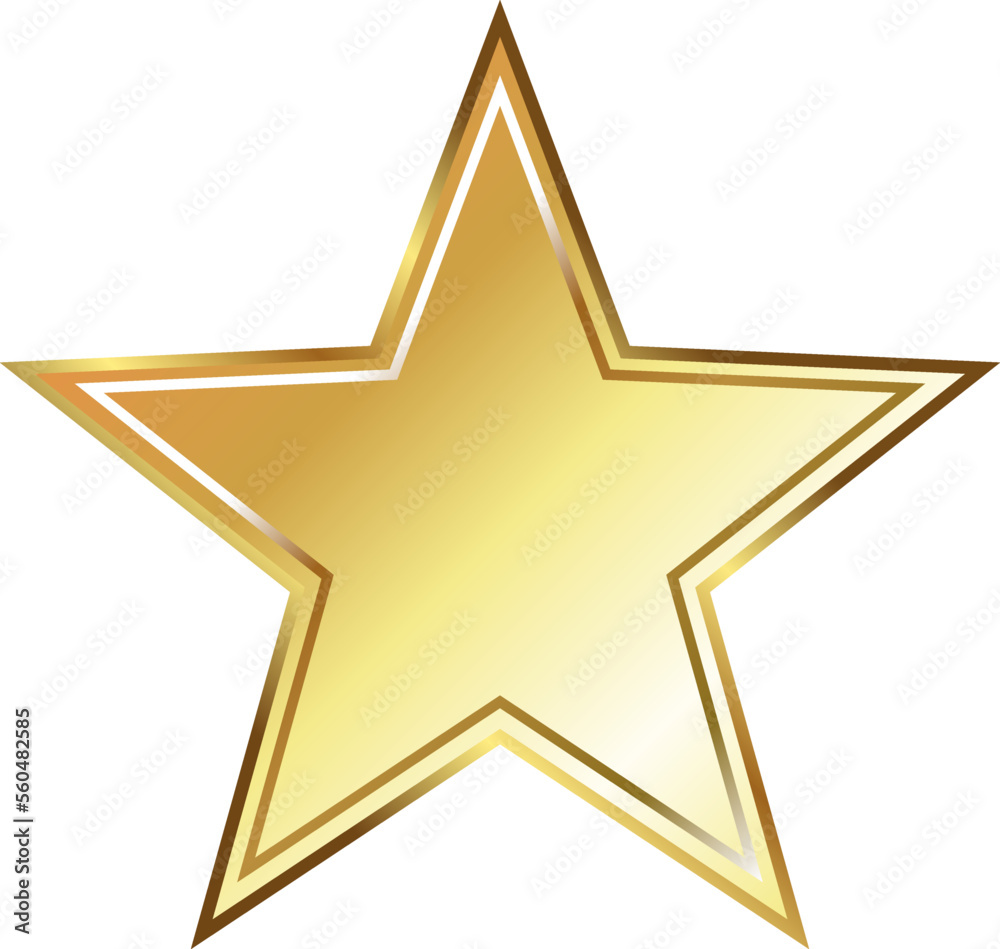 Golden shiny five pointed star festive glam symbol Golden shiny five pointed star festive glam symbol