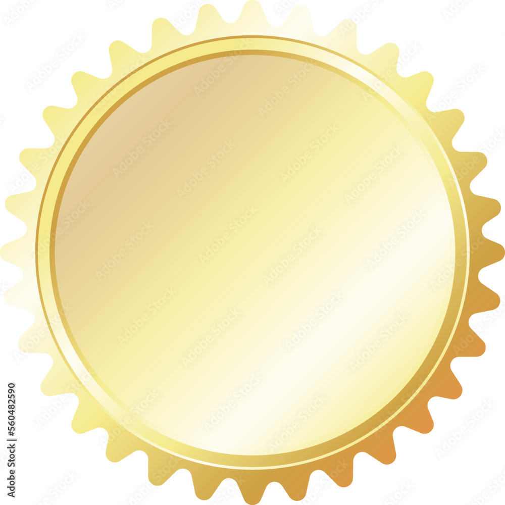 Golden shiny round medal with banner design