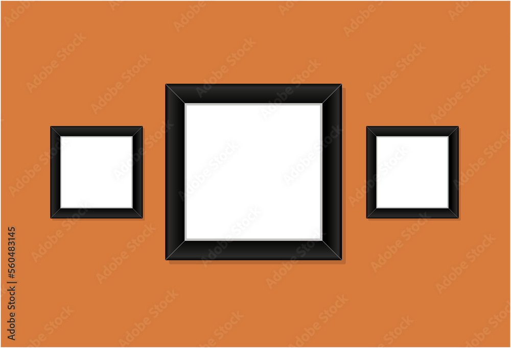 Tree square photo frames mockup on orange background. Tree square photo frames mockup on orange background.