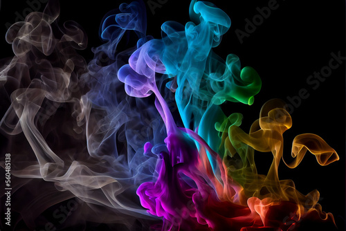 Artistic Colorful Smoke on a black background generative ai