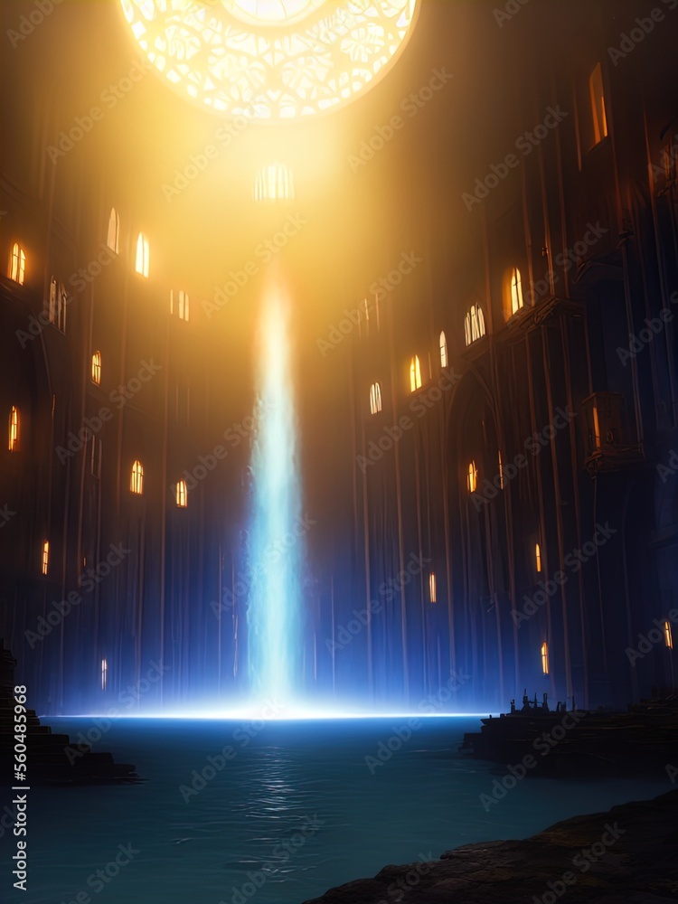 A massive energy beam shoots up into the sky. Great for sci-fi backgrounds. 