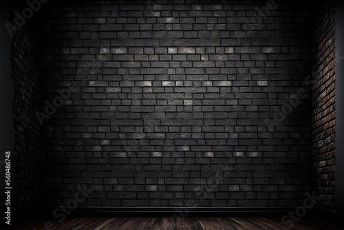 Old black wall. Brick background. Grunge. Generative AI