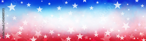 4th of July or Memorial Day background, July 4th red white and blue colors with soft faded watercolor star border texture design and blank white center, veteran's day patriotic color background